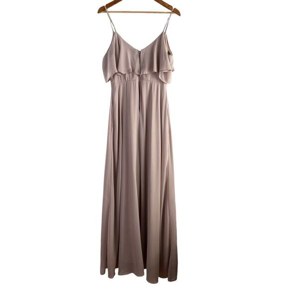 Birdy Grey Jane Convertible Chiffon Maxi Bridesmaid Dress with Slit in Taupe, S - Picture 11 of 13